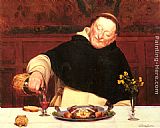 Repast Canvas Paintings - The Monk's Repast